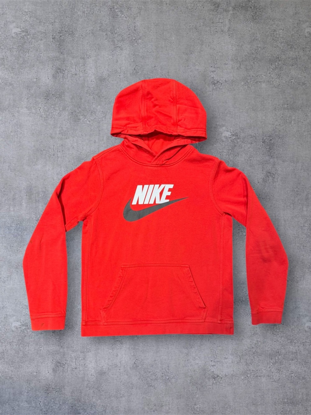 Nike Red Hoodie with White Logo and Black Swoosh